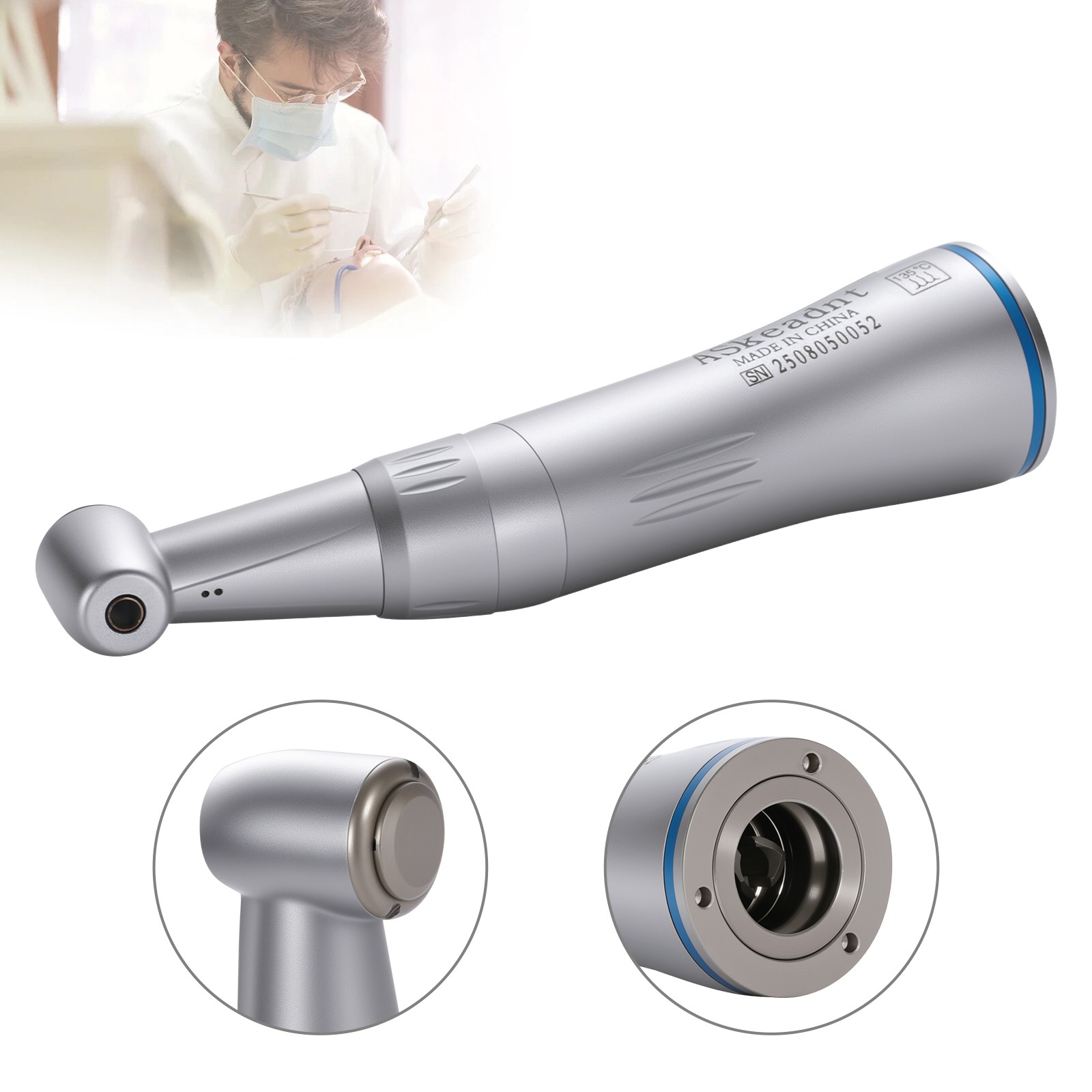 Dental Slow Low Speed Handpiece Push Contra Angle NSK Style Air Motor 4Holes