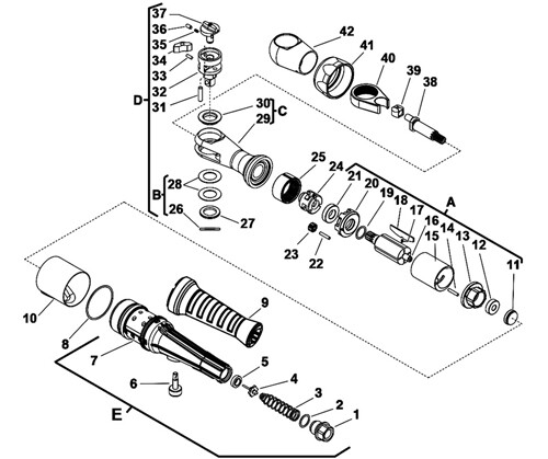 SNAP ON FAR72B 3/8" RATCHET VANE SET + TRIGGER SPRING & BUTTON KIT + O'RING KIT