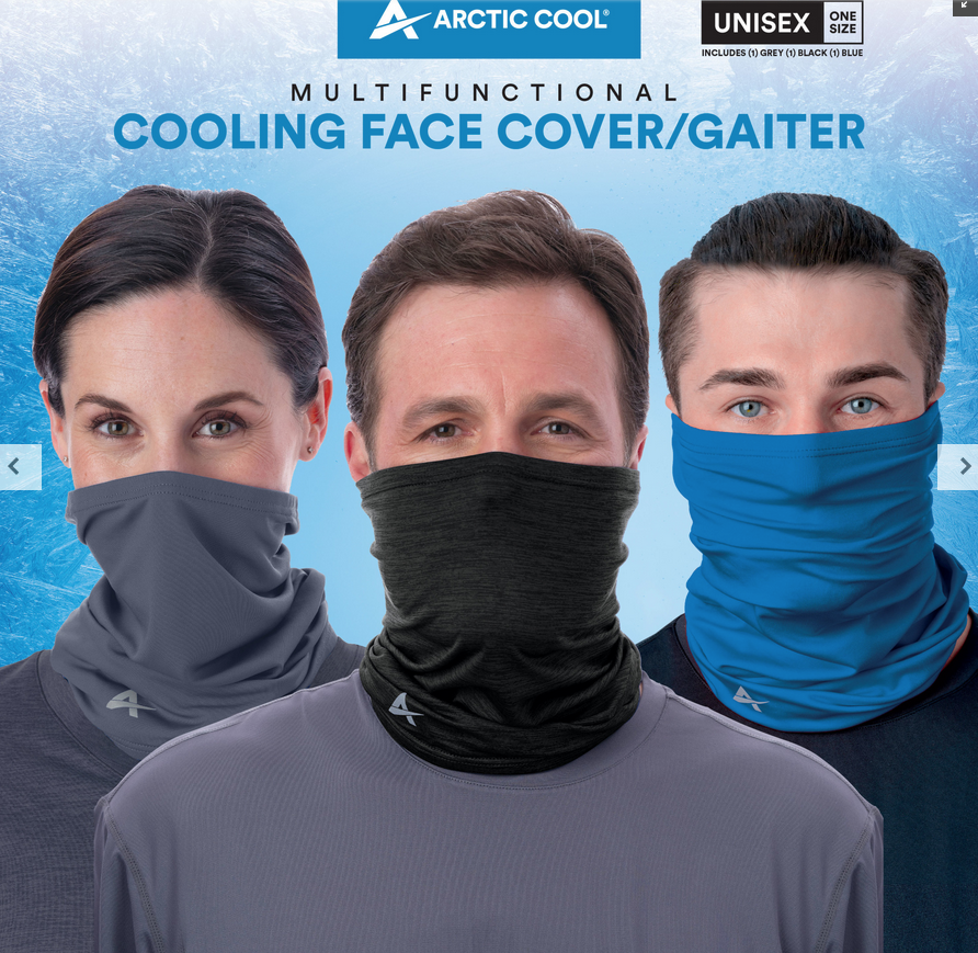 Arctic Cool Multifunctional Washable Reusable Cooling Face Gaiter 3-pack