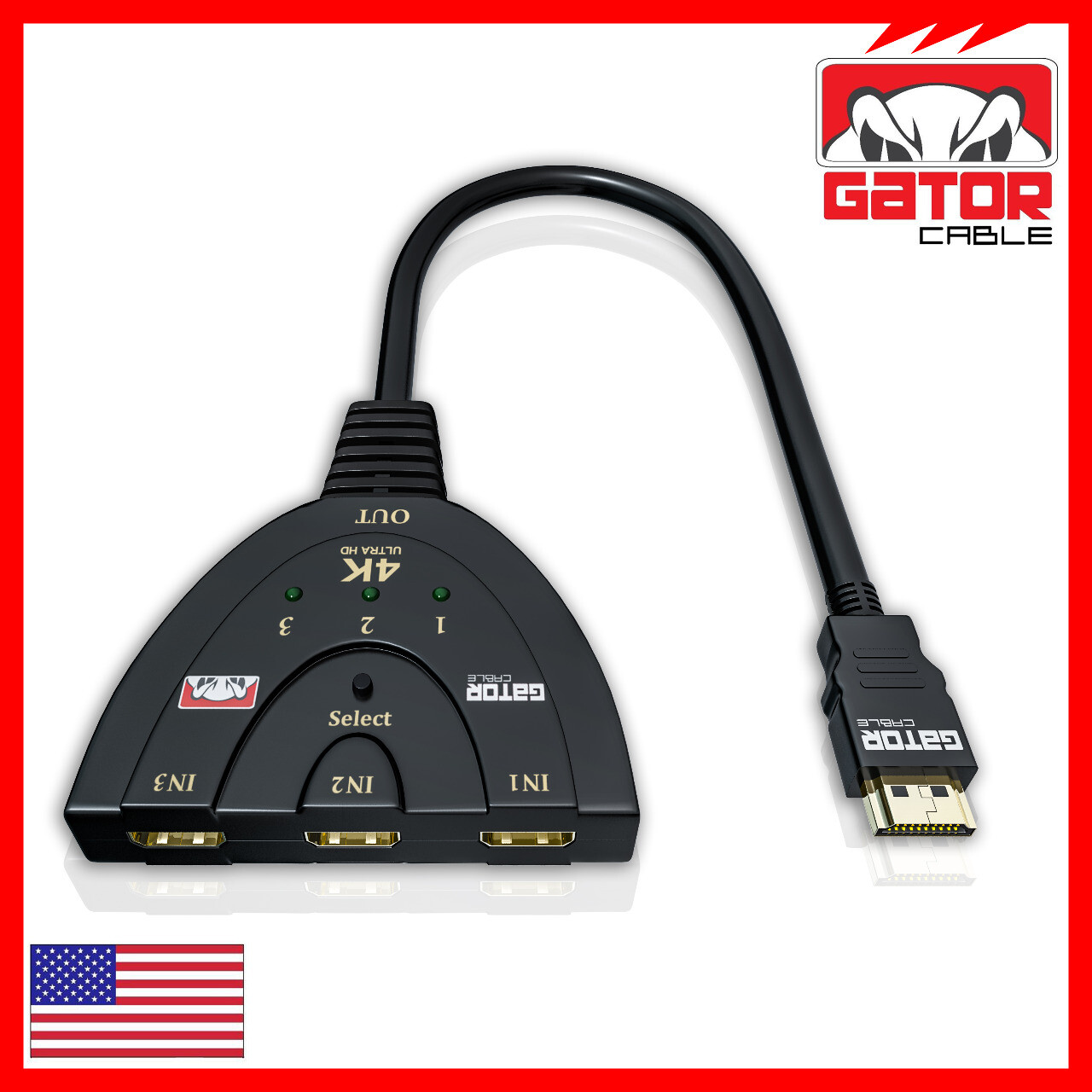 4K HDMI 2.0 Cable Auto Switch Switcher Splitter Adapter 3 In to 1 Out Devices