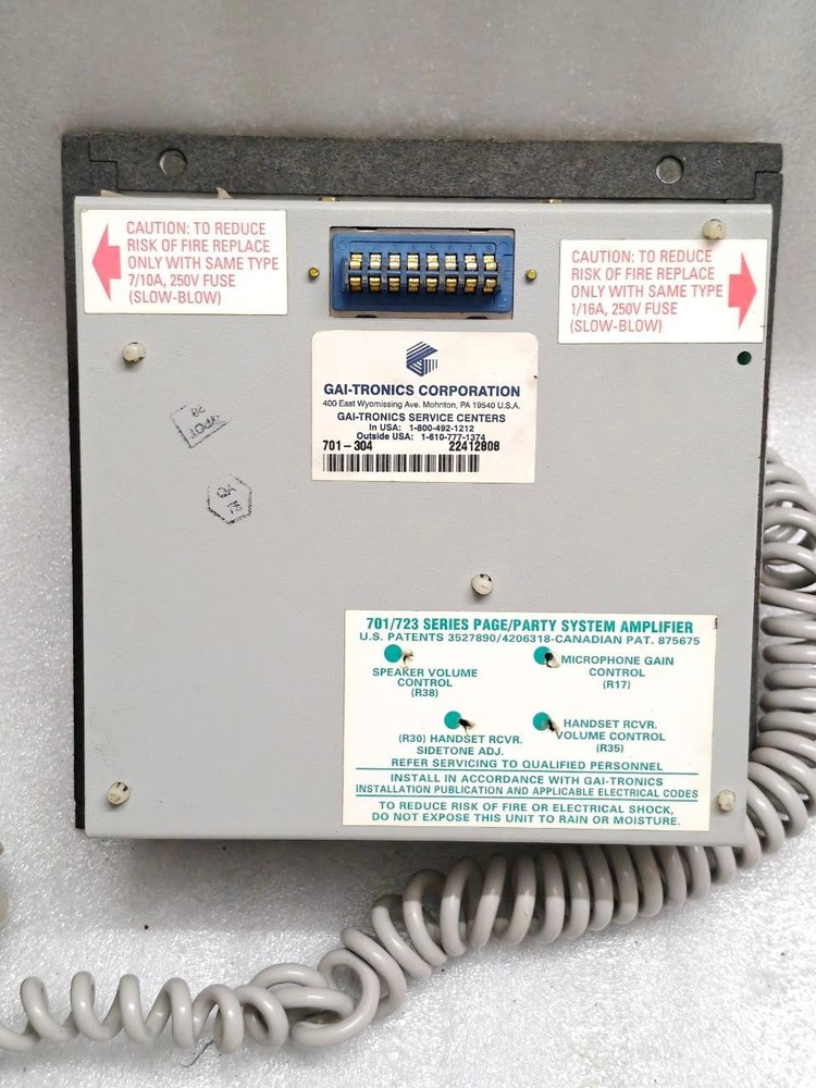 GAI TRONICS 701 304 HANDSET/SPEAKER TELECOM AMPLIFIER #20