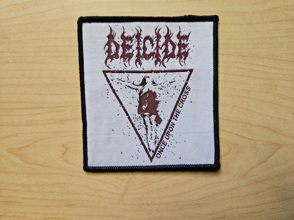 DEICIDE, ONCE UPON THE CROSS, SEW ON BLACK BORDER WOVEN PATCH
