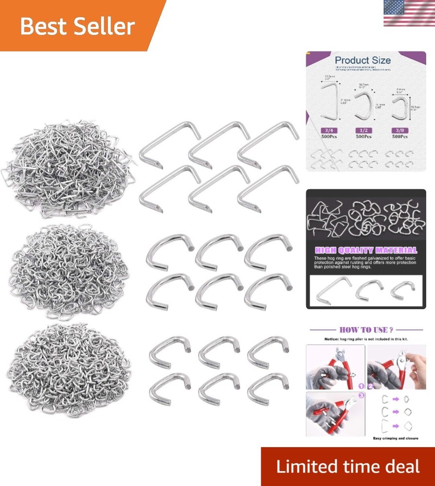 Versatile 1500Pcs Galvanized Hog Rings Installation Kit - Upholstery & Beyond