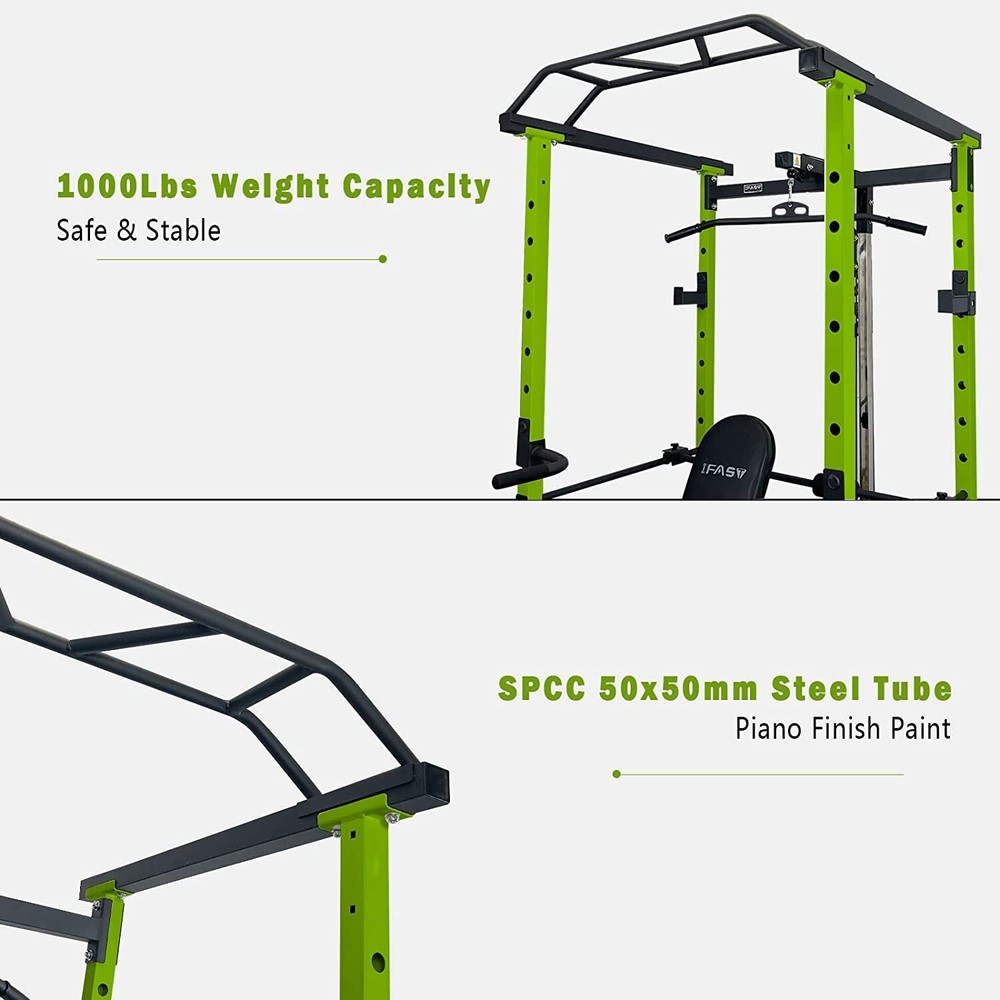 Multi-functional Power Cage,Home Adjustable Pullup Squat Rack 1000Lbs Capacity