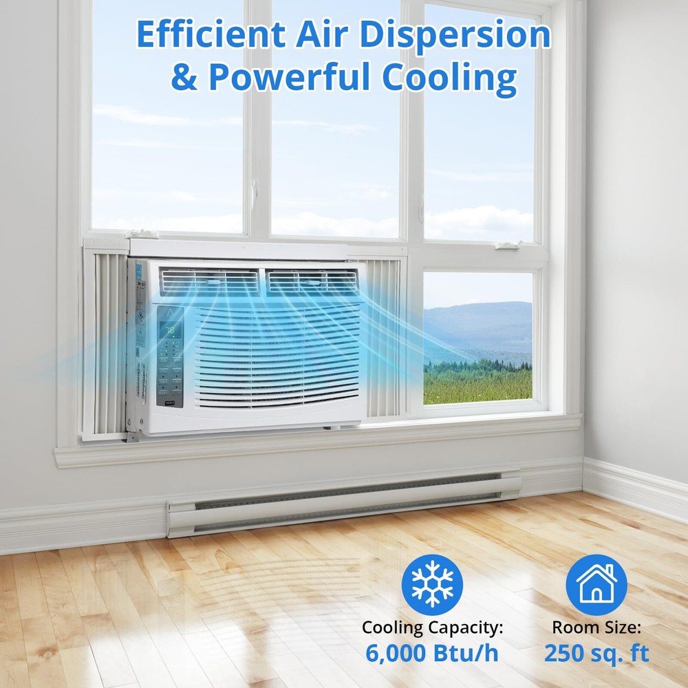 6000 BTU Window Air Conditioner Window AC Unit W/Remote Control Timer Function