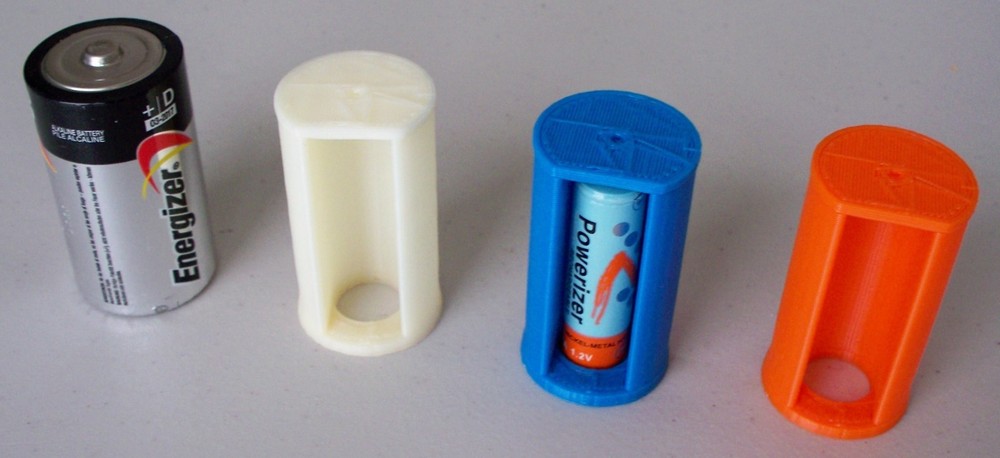 2pcs iSmartHome 3D Printed AA to Size D Battery Adapters, Introductory Special