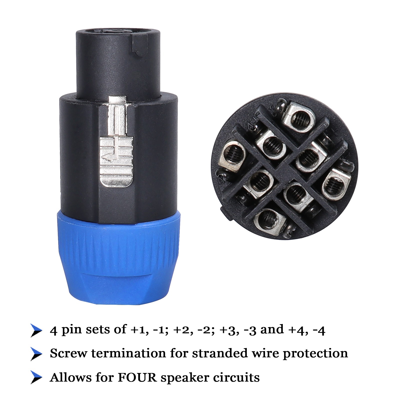 6x NL8FC Speakon Connector 8 Pole Lock Plug Adapter Compatible Loudspeaker Cable