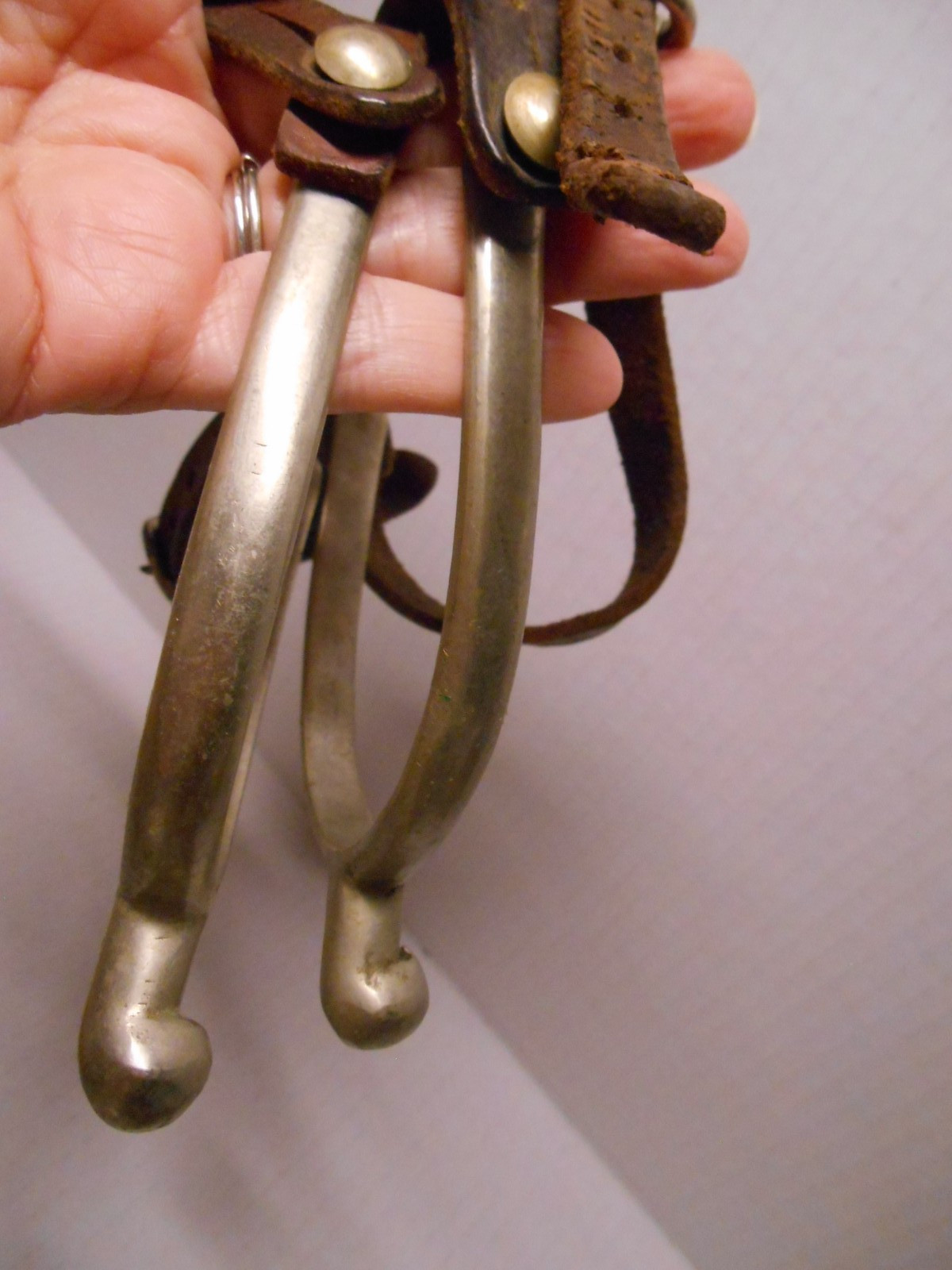Pair Vintage "Never Rust" Leather Horse Cavalry Spurs England
