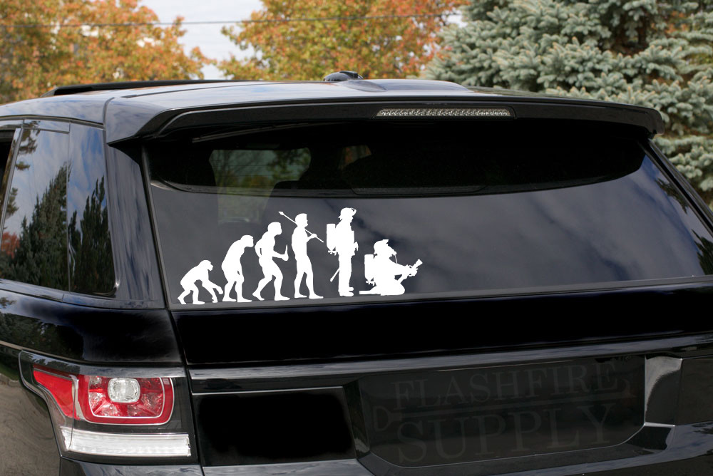 Firefighter Human Evolution Window Decal Sticker Gift Evolution humaine Pompier