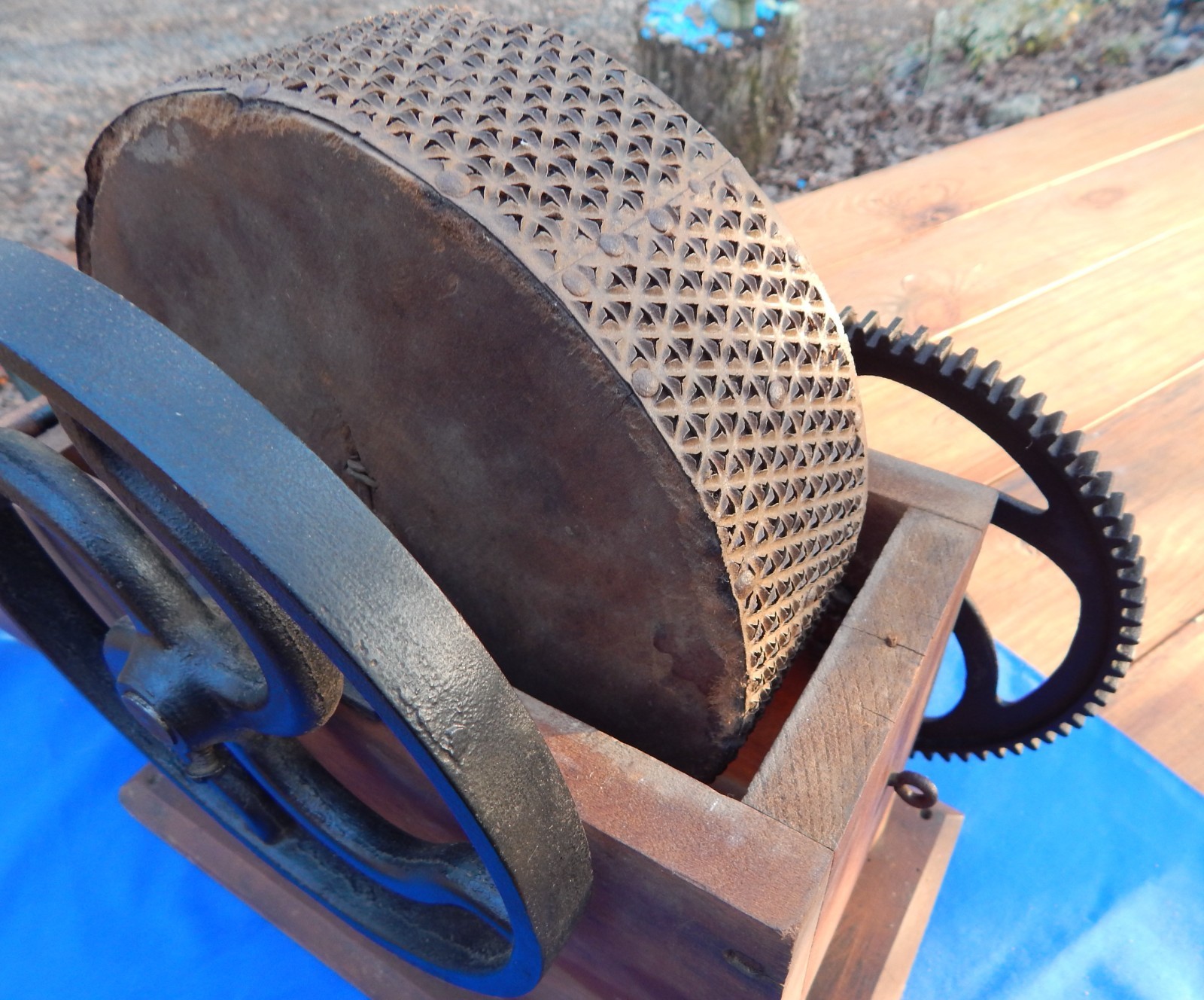 1800s Horseradish/Hard Cheese Grinder - Brass, Cast Iron and Wood