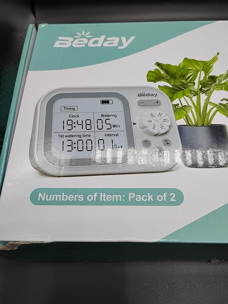 Beday Automatic Drip Irrigation System White W/Humidity Detection And Timer 2 Pk