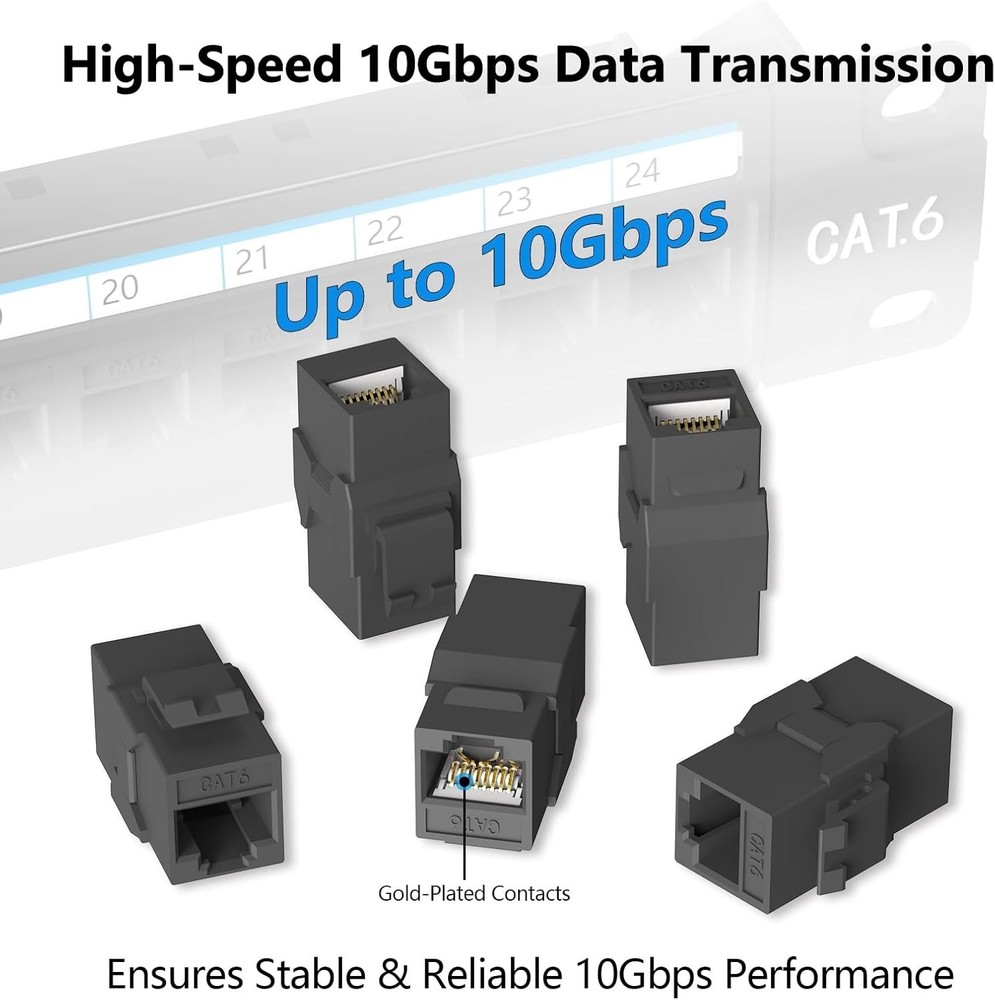48 Port Cat 6 Patch Panel, 2U Rackmount/Wall Mount, 10Gbps Ethernet, UL Listed