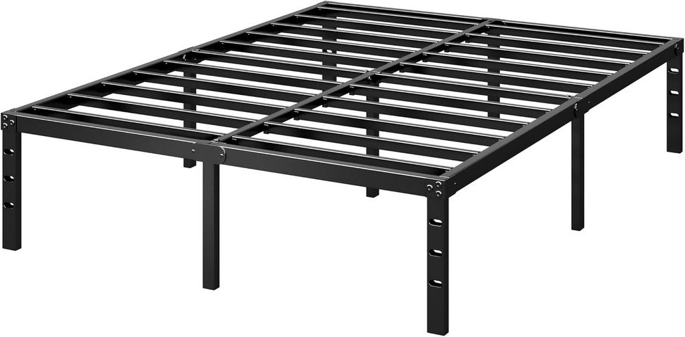 Easy Assembly Metal Bed Frame, Strong Support Slats, Queen