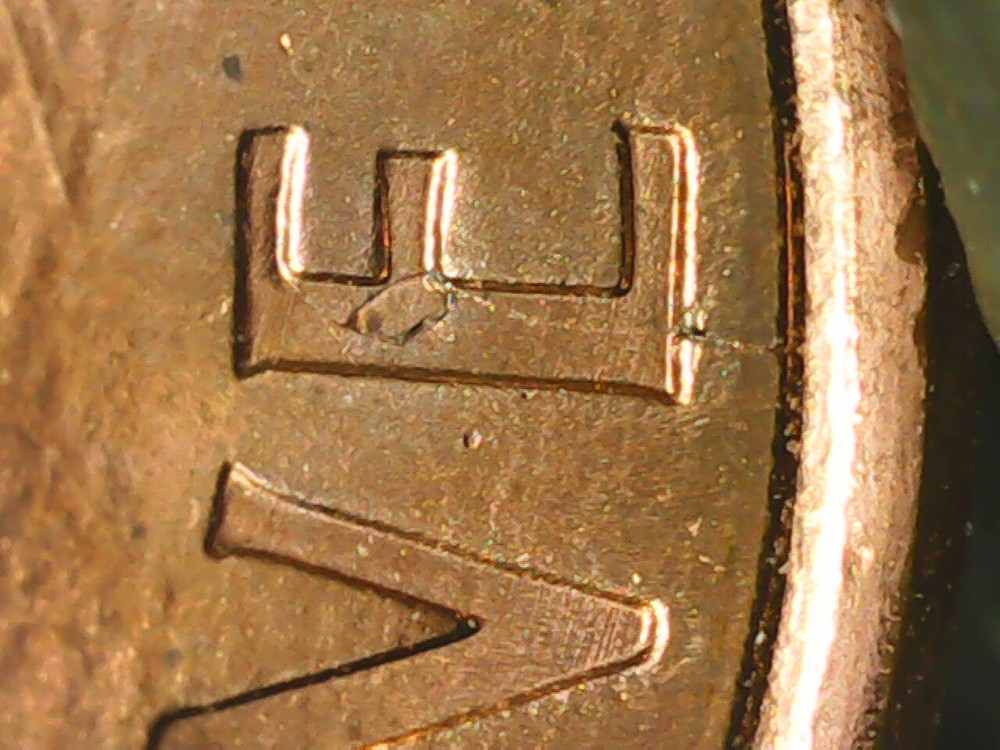 1995 Penny Reverse Die Crack & Chip