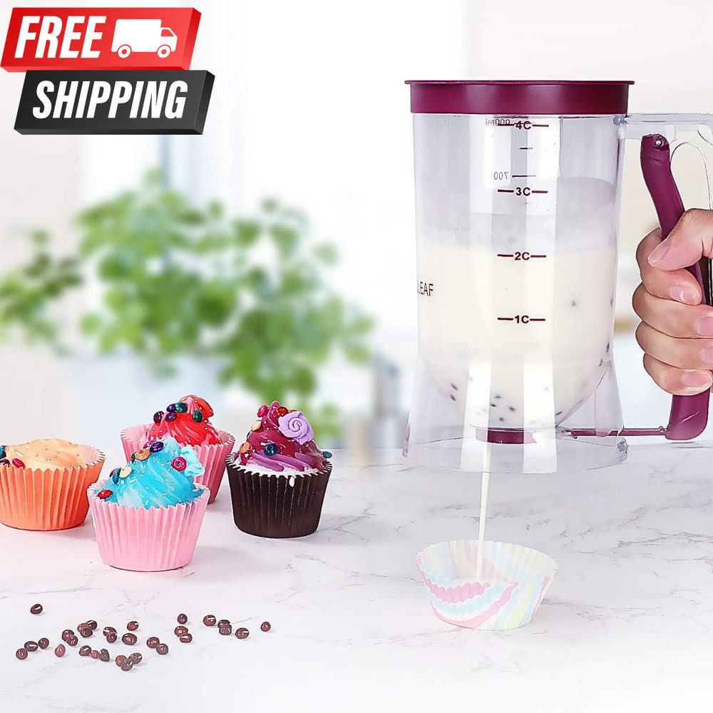 Pancake Cupcake Batter Dispenser Bakeware Maker with Measuring Label Baking Tool