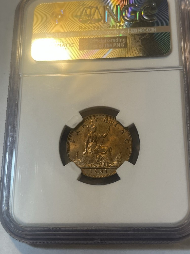 Great Britain. Farthing. 1881-H NGC MS65 RB