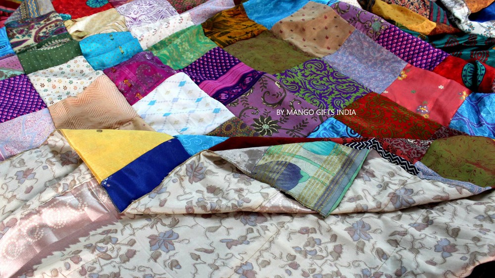Handmade Patchwork Door Curtains Boho Decor Valances Panels Silk Sari Indian