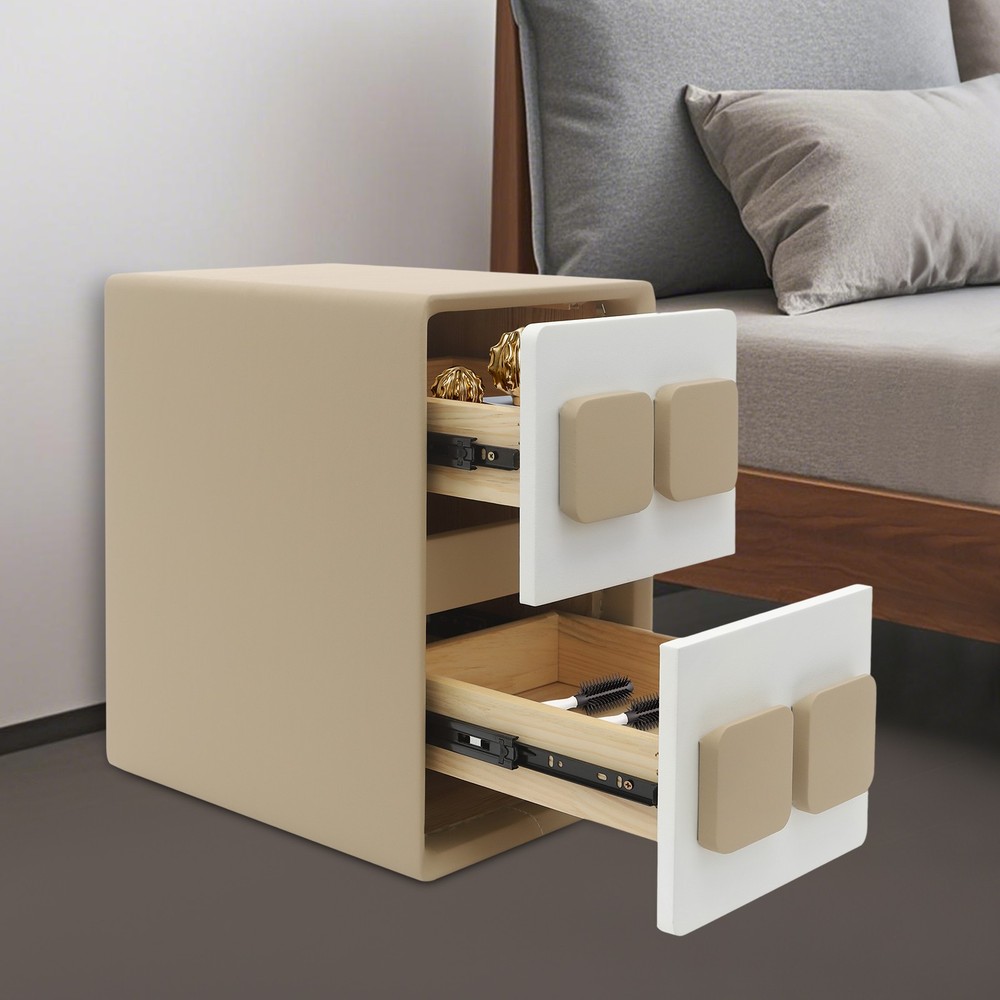 Modern Minimalist End Table, Bedside Table, Floorstanding End Table W/ 2 Drawers