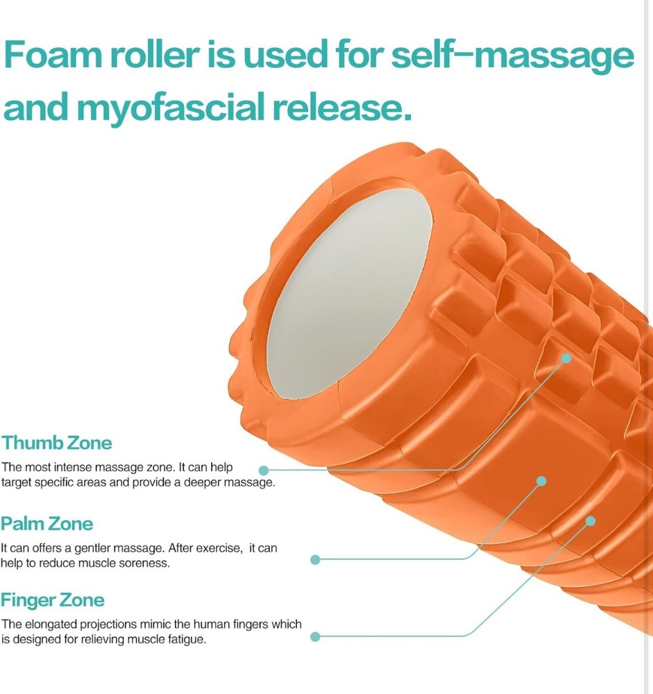 2Pack Foam Roller for Deep Tissue Massager Muscle Trigger Point Blk/Org 13''X5''