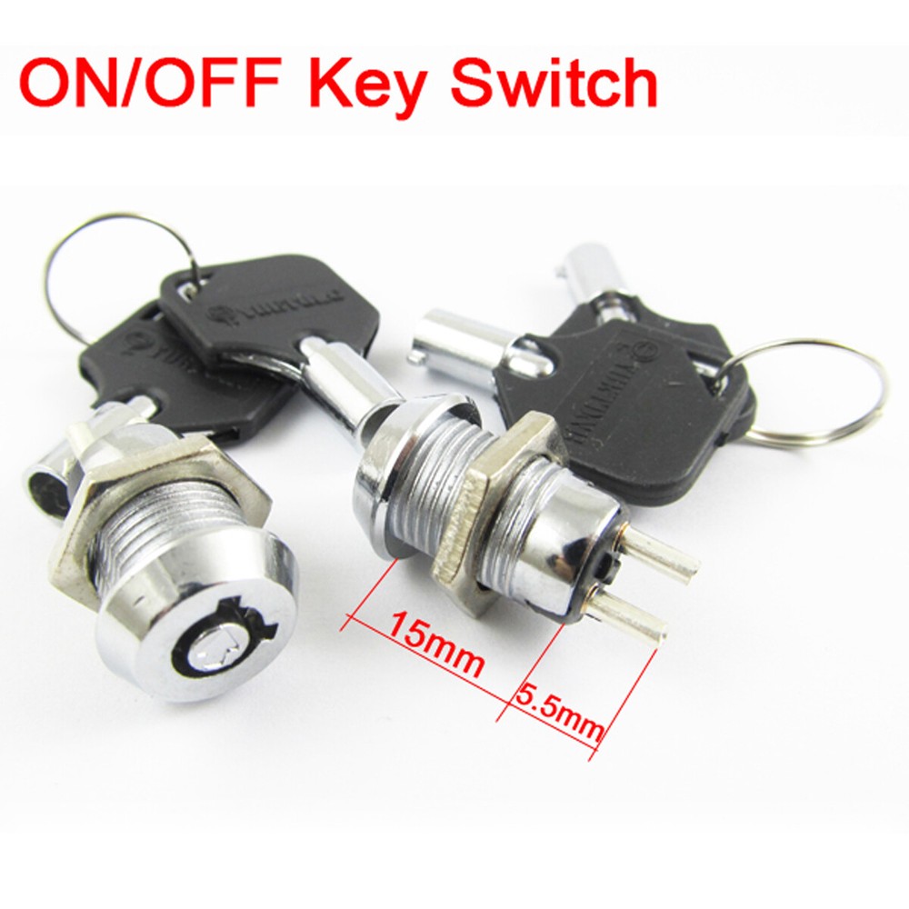 3pcs Key Ignition Switch ON/OFF Lock Switch Plastic handle 10.5x19mm