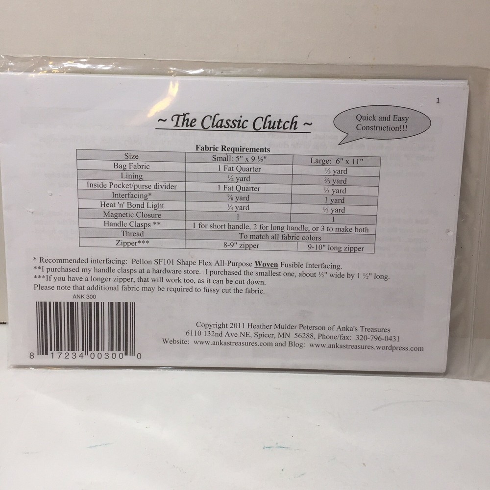 The Classic Clutch Pattern Two Sizes Anka's Treasures