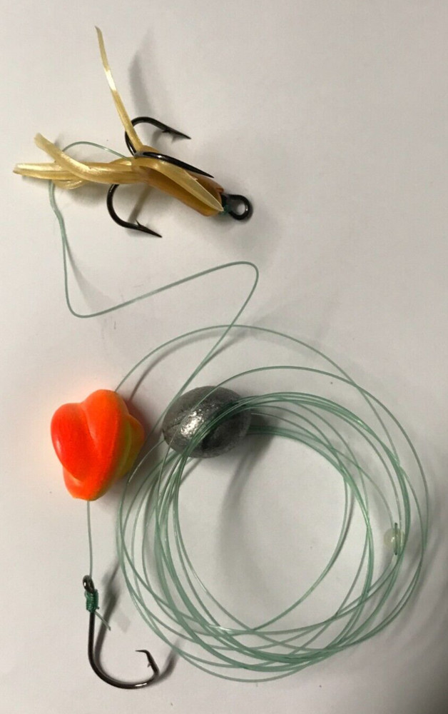 1 Bait Rig #1 Treble hook --  1/2oz. egg sinker  -- spin float + #2 single Hook