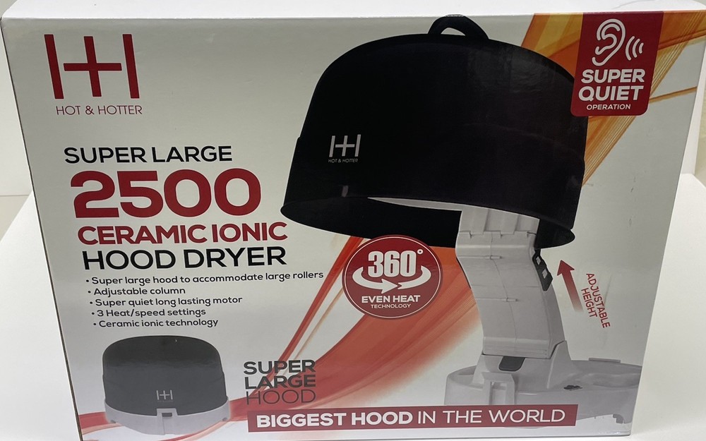 Ceramic Ionic Hood Dryer Extra Large 2500 Adjustable 3 Heat Settings Super Quiet