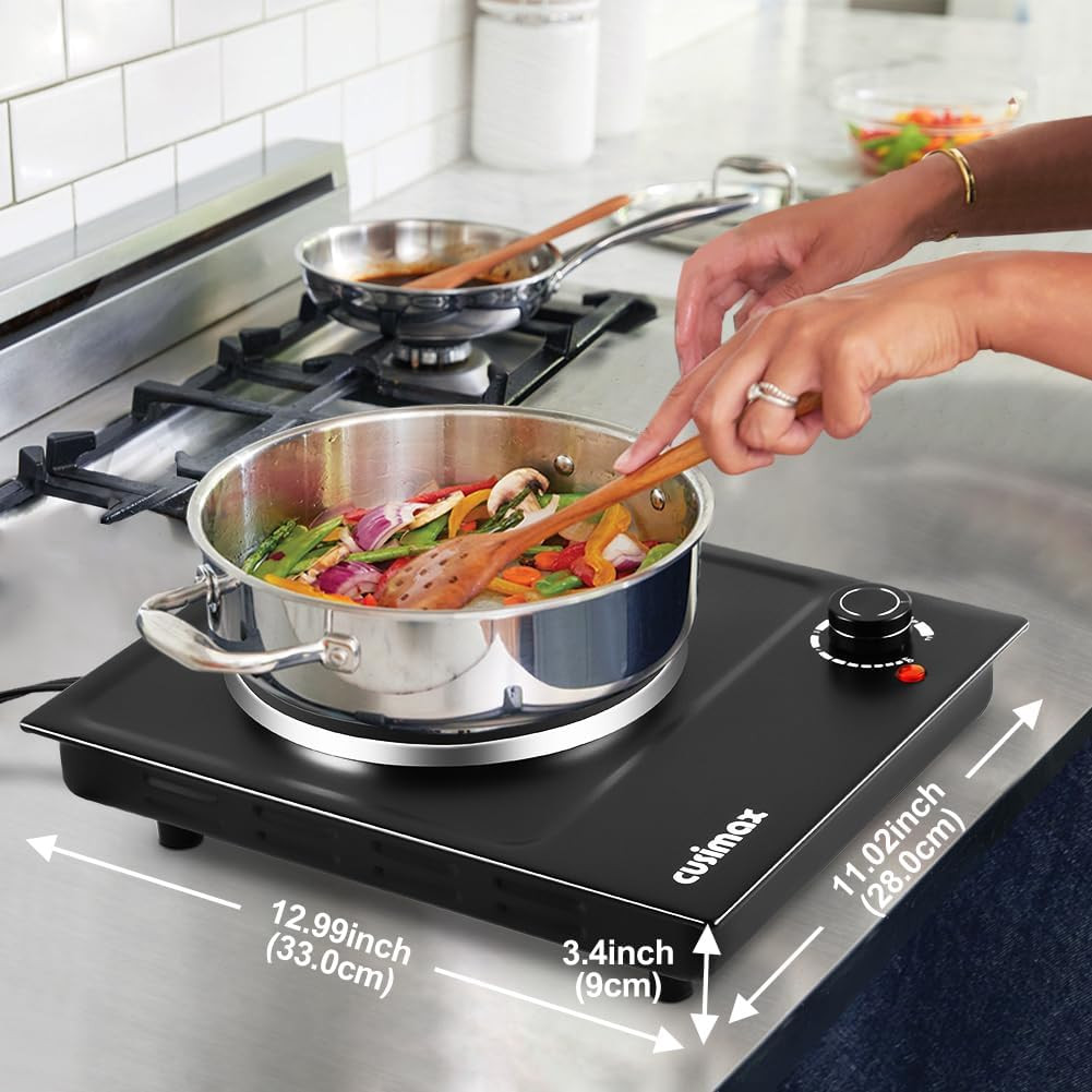 CUSIMAX Hot Plate, Single Burner Electric Cooktop, 1500W Electric Burner Hot Pla