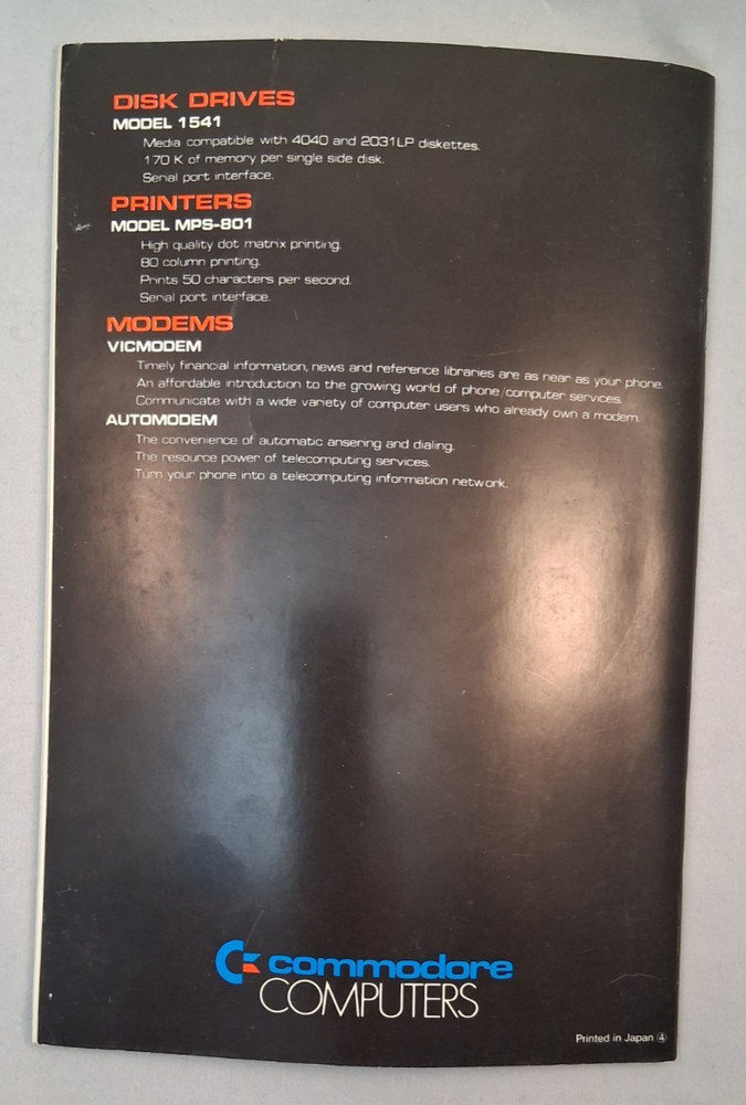 Commodore Computers MPS-802 Dot Matrix Printer User's Guide Manual 1984