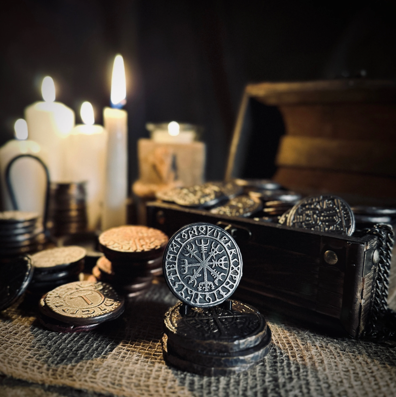 VIKING RUNIC COMPASS - (2 Sided) Graphite Coin Mold