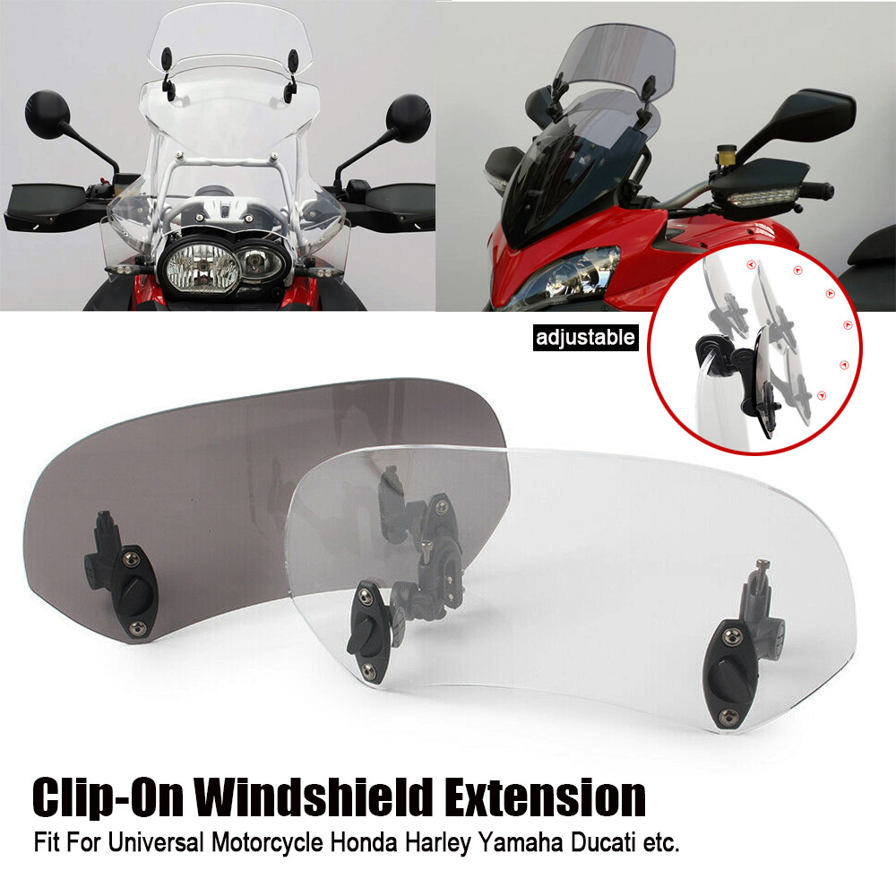 Motorcycle Adjustable Windshield Clip On Extension Spoiler Wind Deflector