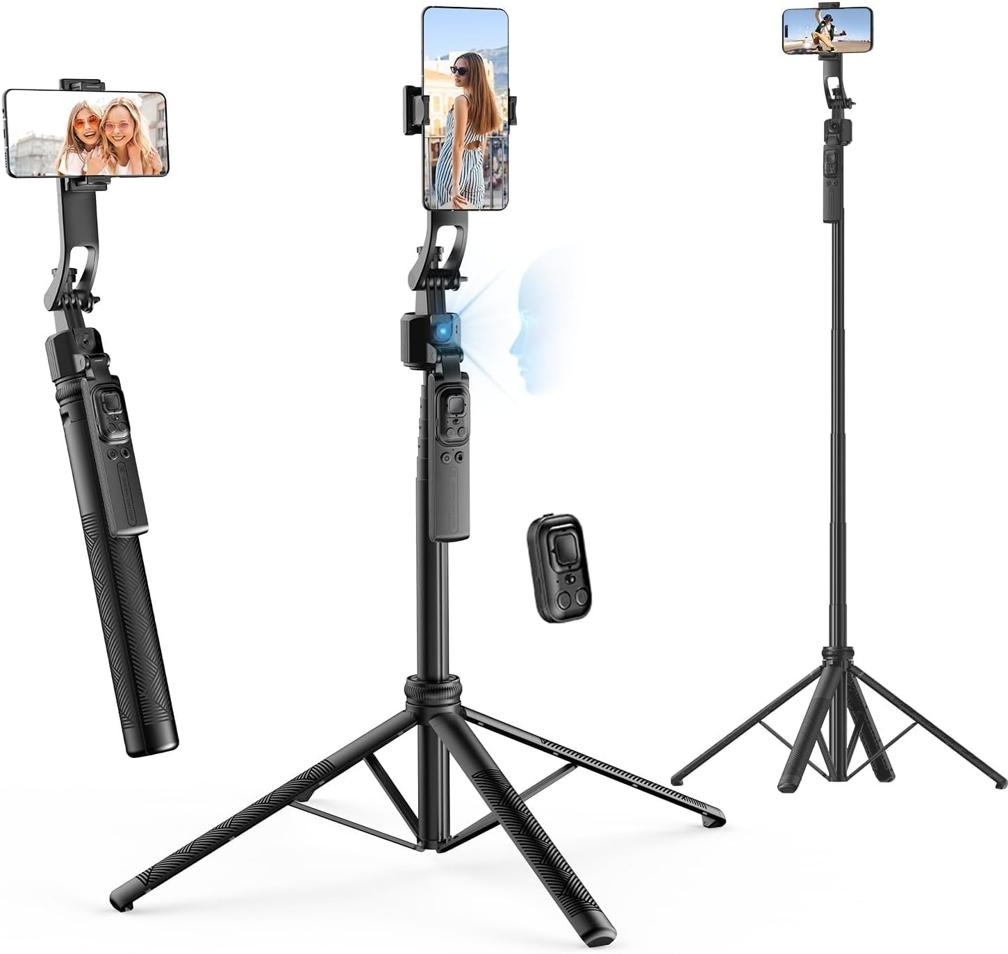 64'' Selfie Stick Auto Face Tracking Tripod 360° Rotation with Remote Control