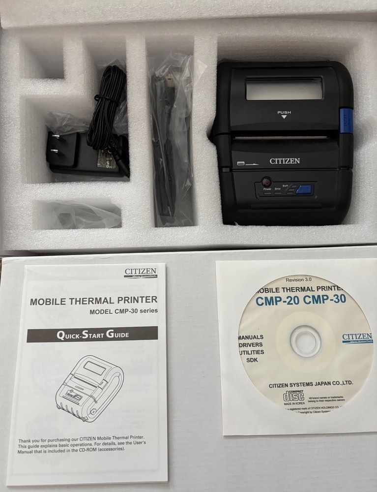 Citizen CMP-30BTU 3" Bluetooth Mobile Thermal Label Printer