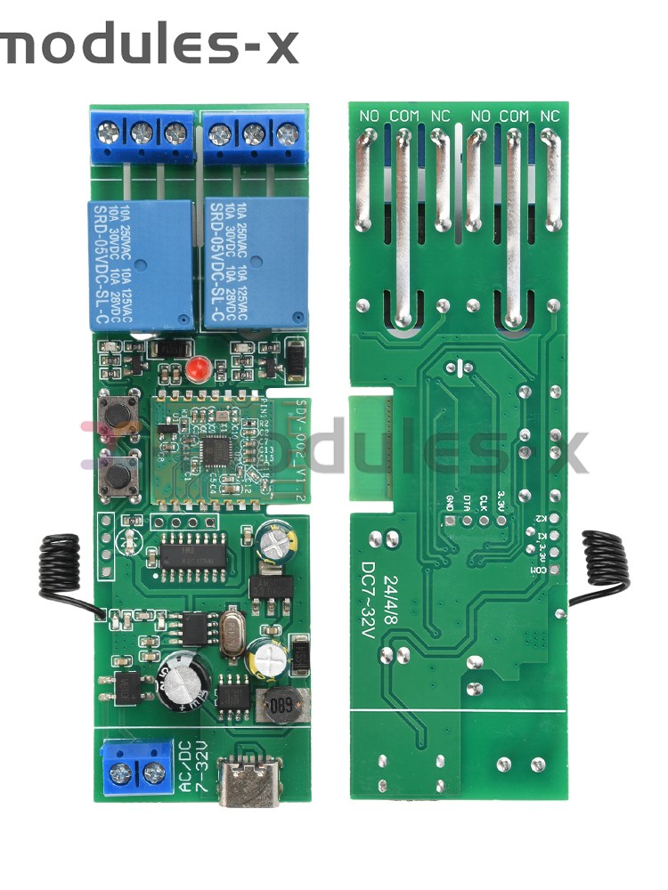 7V-32V AC/DC eWeLink APP Bluetooth 2CH WIFI Relay Switch Module Type-C RF 433
