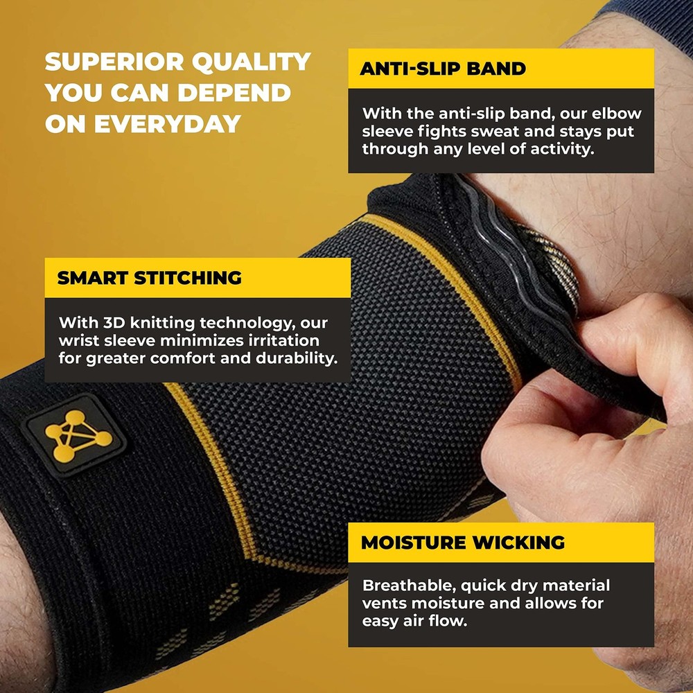 CopperJoint Elbow Compression Sleeve, Single (M) Copper Infused Design Elbows...