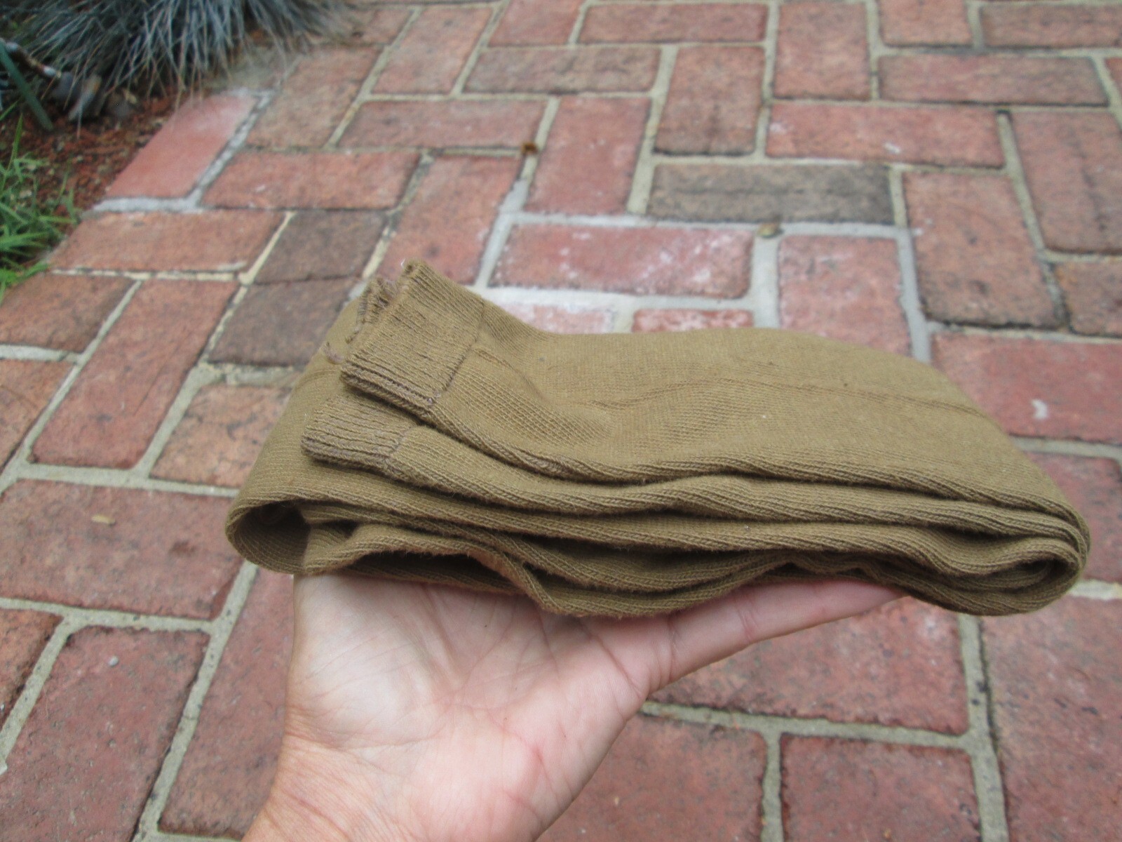 REENACTOR COLONIAL REV WAR 18TH C STOCKING KHAKI CAMEL TAN FOOT WEAR COTTON NEW