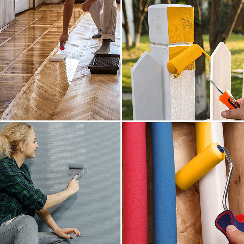 WORKPRO 12Pack Foam Paint Roller 4 inch Mini Paint Roller Small Paint Roller Kit