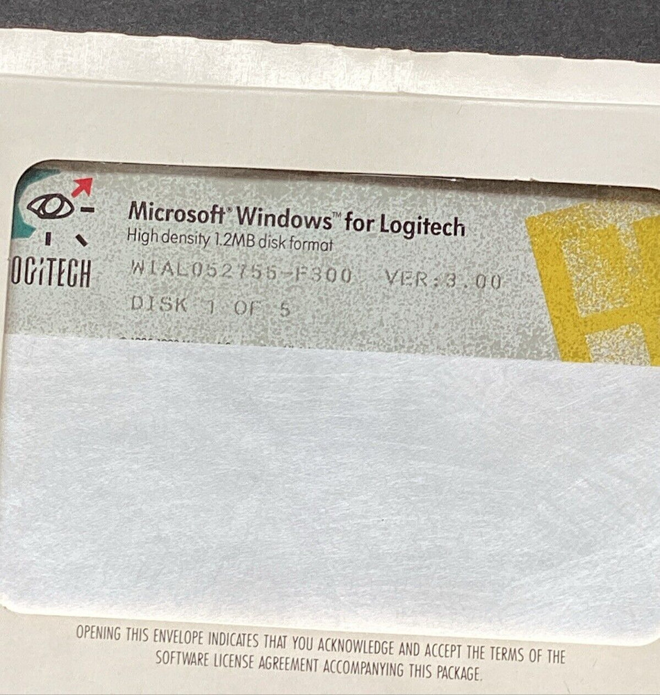 Microsoft Windows For DOS Systems Version 3.0 Floppy Disks 5.25 Logitech