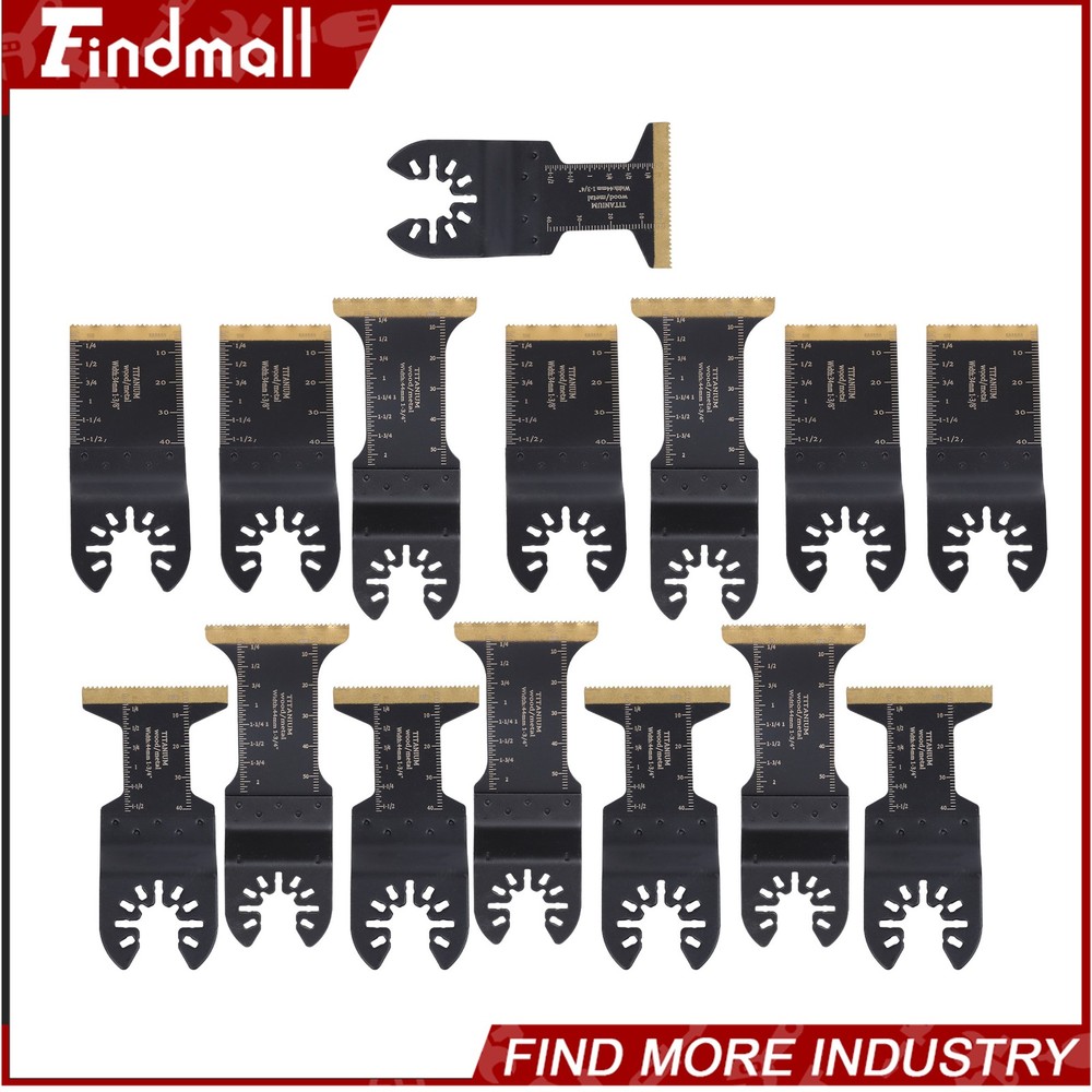 Findmall 15 Pcs Titanium Cutting Blades Multitool Oscillating Saw Blades Kit
