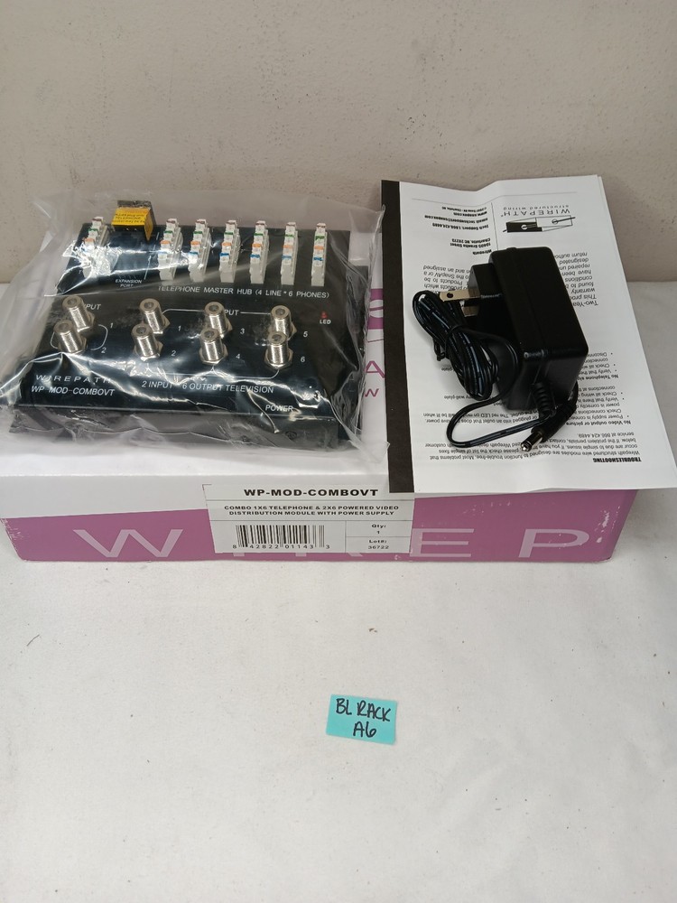 Wirepath 1x6 Telephone & 2x6 Video Distribution Module WP-MOD-COMBOVT NOS