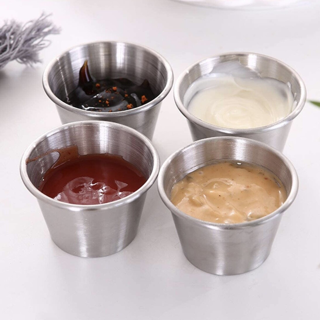 2.5 oz Sauce Cups Stainless Steel Condiment Portion Cup Dipping Sauce Cup