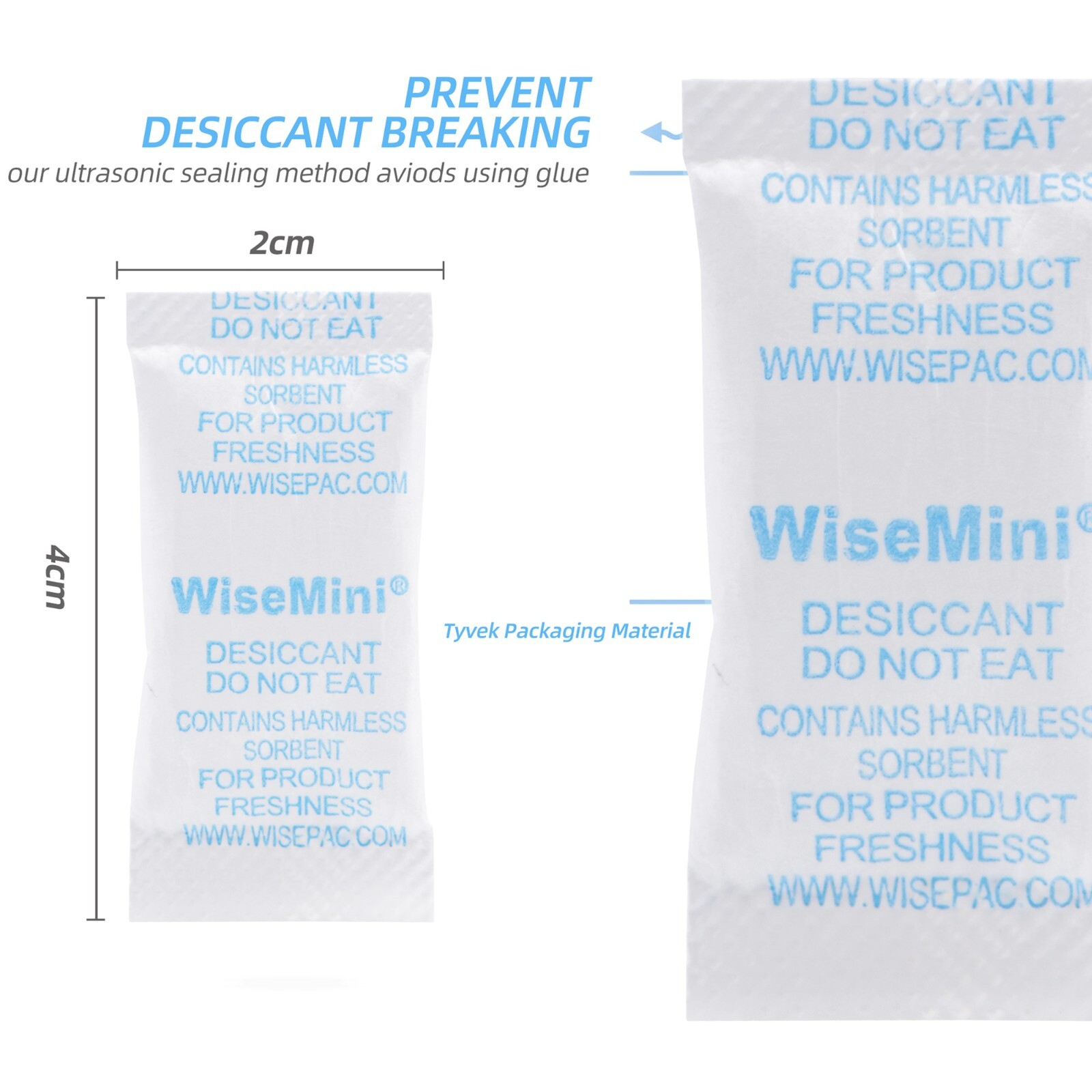 1 Gram 100 Silica Gel Packets, Tyvek Food Grade Dessicant Packs