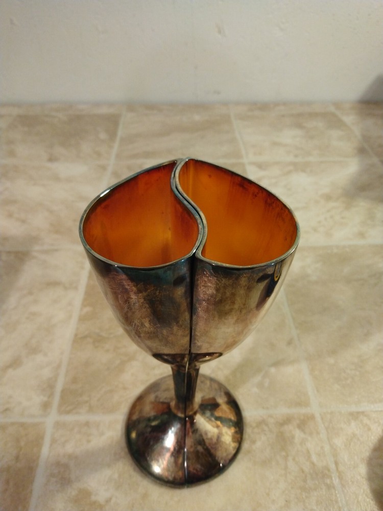 Silver Plated Wedding/Anniversary Goblets Heart-shaped