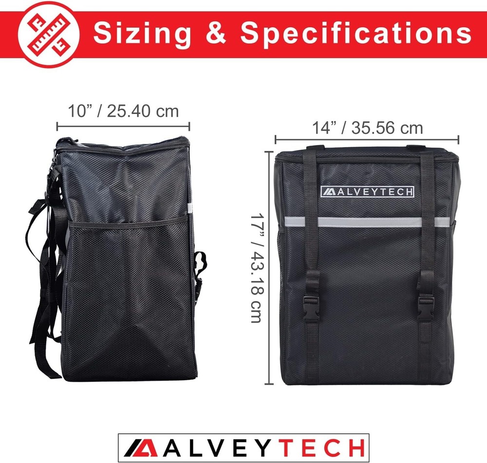 Compact Extra Large Mobility Scooter Bag with Adjustable Straps - Black Nylon