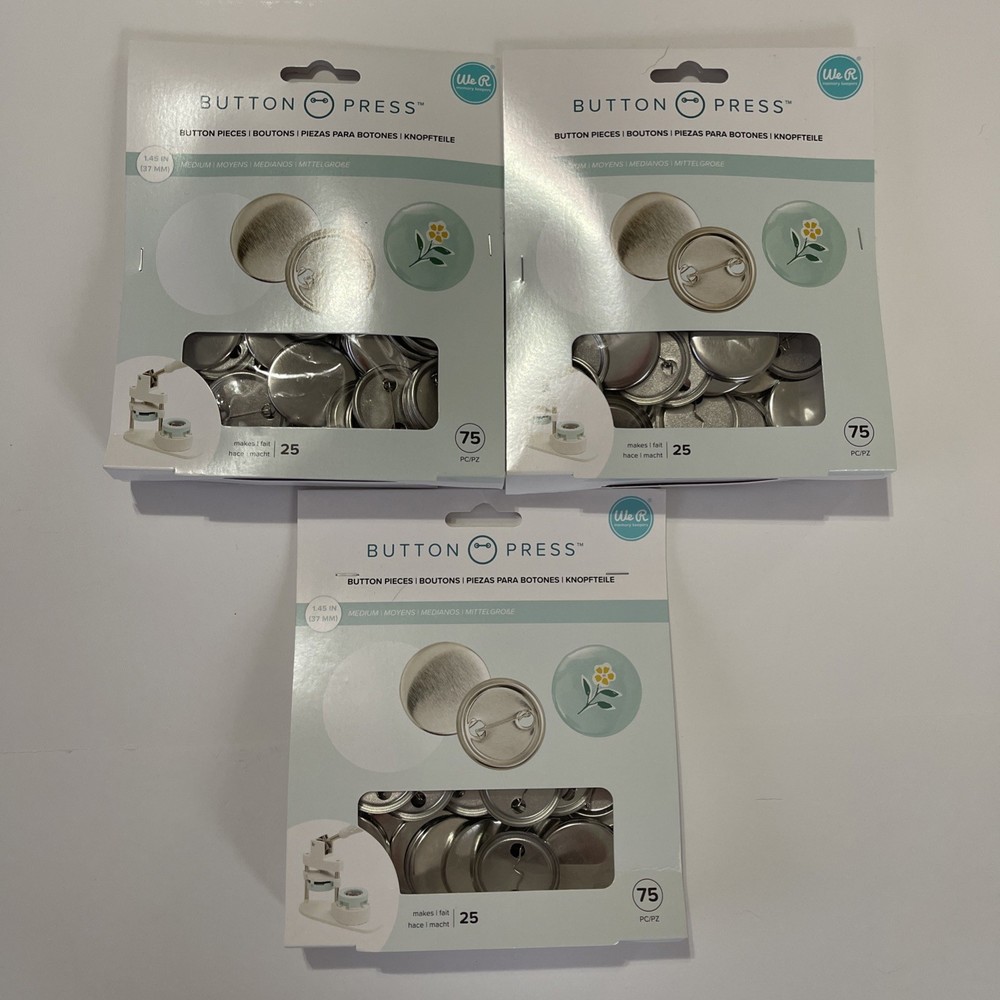 We R Memory Keepers Button Press 1.45 in. Button Pieces, 75 Pc - 3 PACK