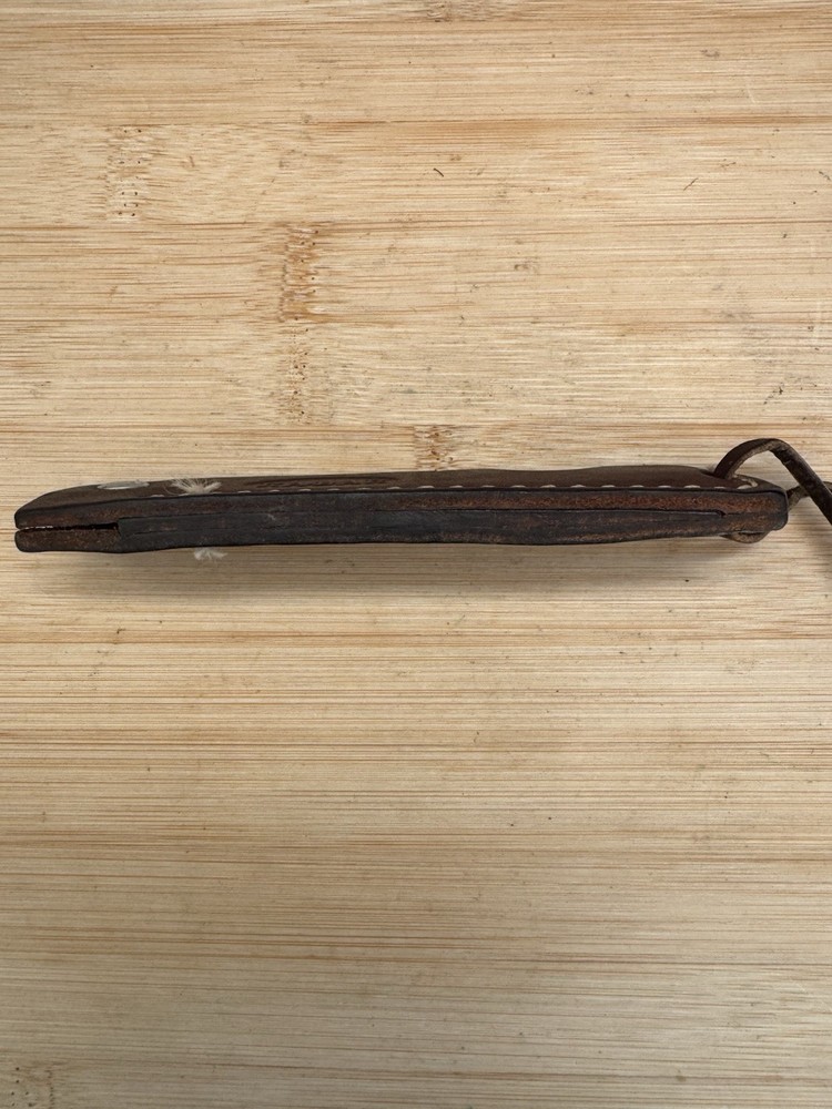 Vintage Ka-bar 5" Knife Sharpener W/ Chisel Tip & Leather Sheath