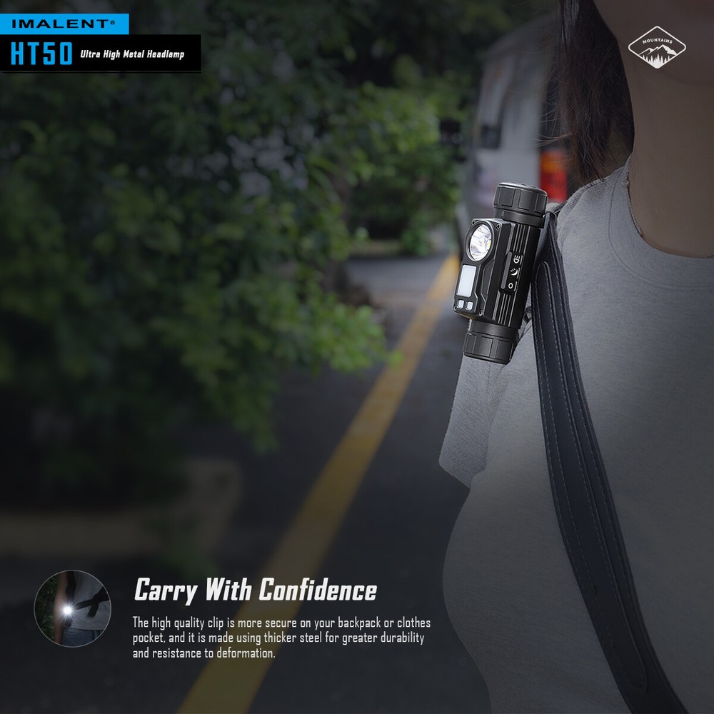 IMALENT HT50 Rechargeable Headlamp Waterproof LED Headlight with Red Light Mode