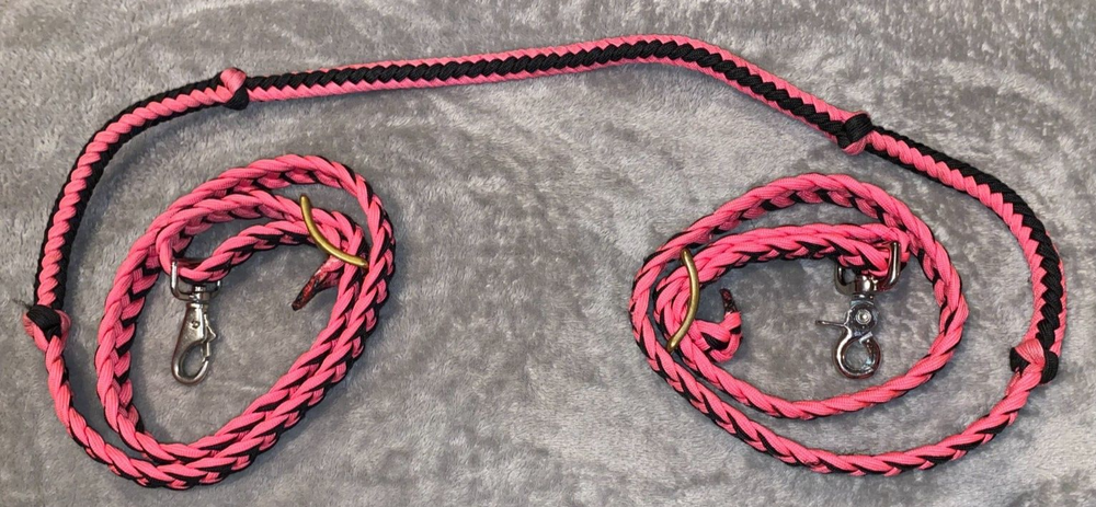 91'' HOT PINK BARREL LOOP BRAIDED REINS WITH CLIPS