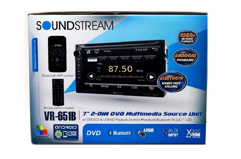 Soundstream Double Din VR-651B/1 DVD/CD Player USB 7" LCD Bluetooth APP CONTROL