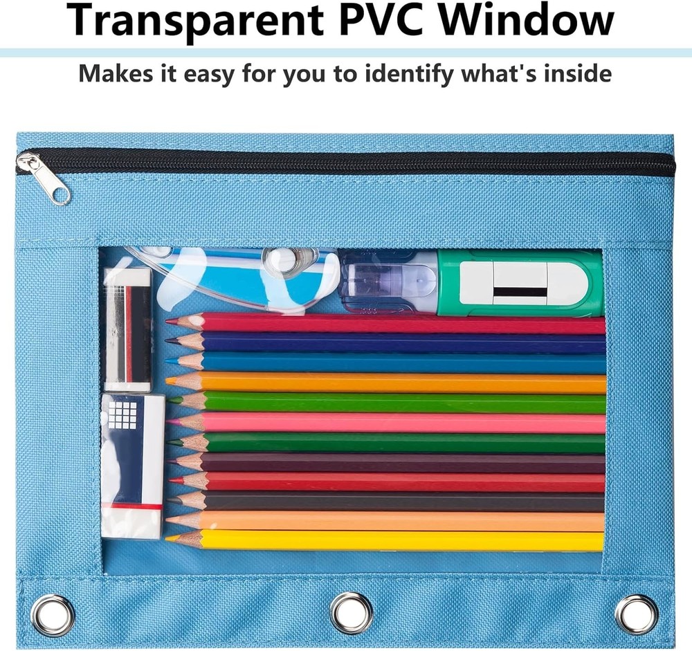 Large Capacity Zippered Pencil Case for 3 Ring Binders - Pink & Functional